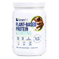 LEANFIT Plant-Based Protein & Greens Natural Chocolate - 20g Plant Protein + 4 Leafy Greens Per Serving - Vegan, Gluten-Free, Soy-Free, No Sugar - 20 Servings, 579g Tub