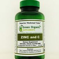 Green Organic Supplements 90 Capsule Zinc with Natural Vitamin C High absorption