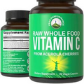 Peak Performance Raw Whole Food Natural Vitamin C Capsules from Acerola Cherr...