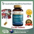 2 x HERBS OF GOLD TYROSINE 1000 60 TABLETS + FREE SAME DAY SHIPPING & SAMPLE