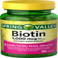 Spring Valley Biotin 1000mcg 150 Softgels Skin Hair Nail Health Supplement