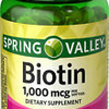 Spring Valley Biotin 1000mcg 150 Softgels Skin Hair Nail Health Supplement