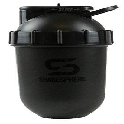 SHAKESPHERE Tumbler: Protein Shaker Bottle and Smoothie Cup, 24 oz - Bladeless Blender Cup Purees Raw Fruit with No Blending Ball - Drink Powder Mix Shake Mixer for Pre Workout, Gym (Glossy Black)