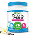 Orgain Organic Vegan Protein + 50 Superfoods Powder, Vanilla Bean - 21g Plant Based Protein, 8g Prebiotic Fiber, No Lactose Ingredients, Gluten Free, No Added Sugar, Non-GMO, 1.12 lb
