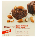 thinkThin Lean Protein & Fiber Bars, Chocolate Almond Brownie 1.41 oz (Pack of 6)