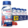 Ensure Plus Strawberry Nutrition Shake, Meal Replacement Shake, 24 Pack