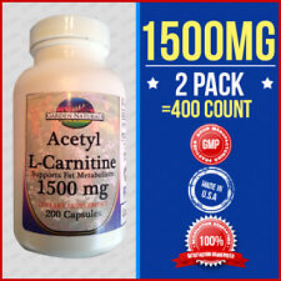 2 Pak Acetyl L-Carnitine 1500mg Energy-Chronic Fatigue-Focus- Anti Aging =400Cap