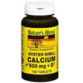 Nature's Blend Oyster Shell Calcium 500mg Vitamin D3 Supplement Tablets 100ct