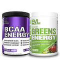 BCAA Energy and Super Greens Powder - Delicious Greens and Superfoods Energy Drink Powder Plus BCAAs Amino Acids Powder for Enhanced Immunity Muscle Recovery Endurance and Focus 30 Servings Each