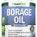 Borage Oil - 1000 mg - 180 Softgels - High GLA - Cold Pressed - Hexane Free