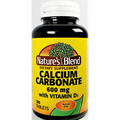 2 bottles Nature's Blend Calcium Carbonate + Vitamin D3 Tablets, 600 mg, 100 Ct