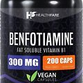 Benfotiamine 300mg 200 Veg Capsules Fat Soluble Thiamine Vitamin B1 HealthFare