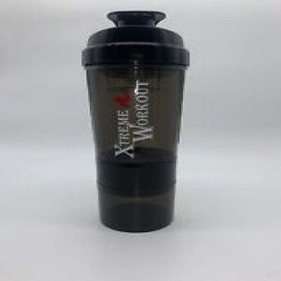 600ML BLACK 3 Layers Gym Protein Shaker Protein Bottle Water Sports Gym Work out