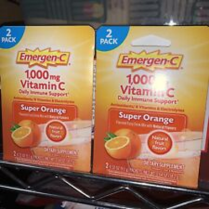 Emergen-C 1000mg Vitamin C Super Orange 2-0.32oz Packets - Lot of 2 BB 8/23,3/24