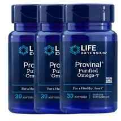 Life Extension Provinal Purified Omega-7, 30 Softgels  ( 3 Bottles )