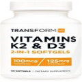 TransformHQ Vitamin K2 (MK7) (100mcg) + Vitamin D3 (5000 IU) 120 Softgels