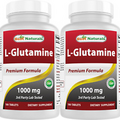 2 Pack Best Naturals L-Glutamine 1000 mg 180 Tablets