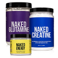 Gluten Free Bundle: Pure Naked Creatine, Pure Naked L-Glutamine, and Unflavored Naked Energy