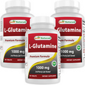 3 Pack Best Naturals L-Glutamine 1000 mg 180 Tablets