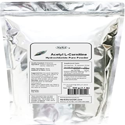 NuSci ALC Acetyl L-Carnitine HCl Powder Pure Form (500 g (1.1 Lb))