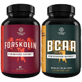 Bundle of Natural Pre Workout Forskolin Supplement and Branch Chain Amino Acids Supplement - Natural Energy Booster and Workout Supplement - Vegan BCAA Capsules Post Workout Muscle Recovery