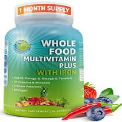 Whole Food Multivitamin Plus with Iron, Daily Vegan Multivitamin - 90 Count