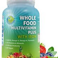 Whole Food Multivitamin Plus with Iron, Daily Vegan Multivitamin - 90 Count