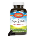 Carlson - Super 2 Daily, Multi + Omega-3s + Lutein + D3, Heart & Vision Health, Optimal Wellness, Daily Multivitamin with Omega-3s and Lutein, 60 Softgels