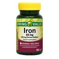 Spring Valley Iron Tablets Dietary Supplement, 65 Mg, 100 Count