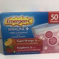 Emergen-C Immune Plus + Vitamin C  Super Orange & Raspberry 50 Packets 1000 mg