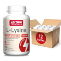Jarrow Formulas L-Lysine 500 mg - 100 Capsules - Essential Amino Acid for Protein Metabolism - Dietary Supplement - Up to 100 Servings (Pack of 12)