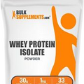 BulkSupplements Whey Protein Isolate Powder 90% 1kg - 30g Per Serving