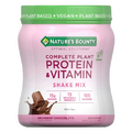 Nature's Bounty Optimal Solutions Complete Plant Protein & Vitamin Shake Mix with Fiber, Plant Based, Decadent Chocolate