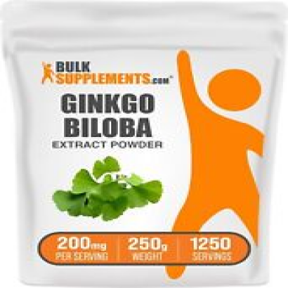 BulkSupplements Ginkgo Biloba Leaf Extract Powder 250g - 200 mg Per Serving