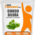 BulkSupplements Ginkgo Biloba Leaf Extract Powder 250g - 200 mg Per Serving
