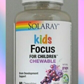 Solaray Kids Focus For Children Chewable 60 Chewables Natural Grape Flavor