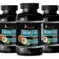 Pure Coconut Oil 3000mg Extra Virgin Non-GMO Fatty Acids 3 Bottles, 180 Capsules