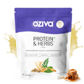OZIVA Protein & Herbs for Men, Banana Caramel Protein Powder for Men for Muscle Building, Recovery, and Better Stamina (with 23G Whey Protein + 15 Multivitamin for Men), Certified Clean 1Kg
