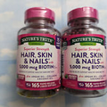 LOT (2) NATURE'S TRUTH HAIR, SKIN & NAILS WITH 5000MCG BIOTIN  165 SOFTGELS EACH