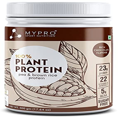 Kavir Plant Protein Powder Pea Protein Isolate & Brown Rice Vegan Protein Powder-500 Gm- Chocolate Flavour