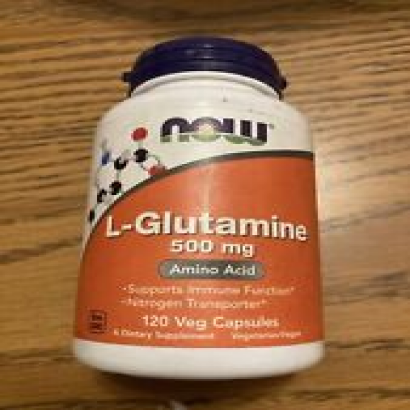 NOW - L-Glutamine, 500 mg, Amino Acid, 120 Veg Capsules, EXP 08/25