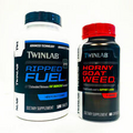 2 PACK - Twinlab RIPPED FUEL Fat Burner 120 tabs + HORNY GOAT WEED 60 caps