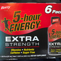 5 Hour Energy Drink, Extra Strength, 6 Pack, Berry Sugar Free, Exp 08/2024
