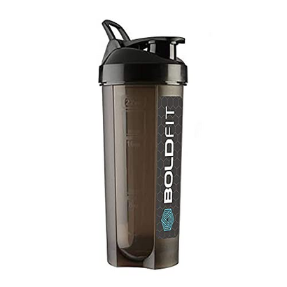 Boldfit Plastic Gym Typhoon Shaker Bottle, Leakproof Guarantee Sipper Bottle Ideal for Protein, Preworkout and Bcaas, BPA-Free Material (Typhoon Black, 700 Milliliters)