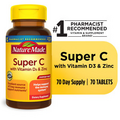 Super C with Vitamin D3 and Zinc Tablets, Dietary Supplement, 70 Count