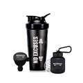 Protein Shaker Bottle, Shaker Bottles For Protein Mixes; Pre Workout With Protein Powder Container To Go, Protein Powder Travel Container & Gym Keychain Container Included.