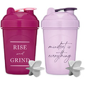 GOMOYO [2 Pack 20 Ounce Shaker Bottle with Motivational Quotes | Protein Bottle with Mixer Agitators | Blender Shaker Bottle for Protein Mixes Pack is BPA Free and Dishwasher Safe