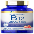 Vitamin B12 Sublingual 2500 mcg | 250 Fast Dissolve Tablets | by Carlyle