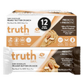 Truth Bar Prebiotic & Probiotic Keto Snack Vegan Bars with Omega-3's - Synbiotic High Fiber Snacks - Low Sugar, Kosher, Gluten Free - Dark Chocolate Peanut Butter Crunch (Pack of 12)